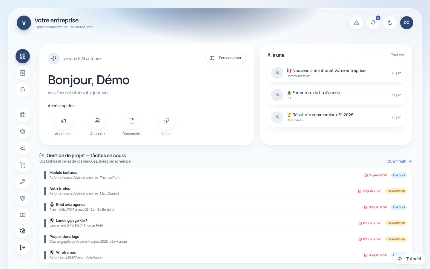 Connected platform — preview · Home